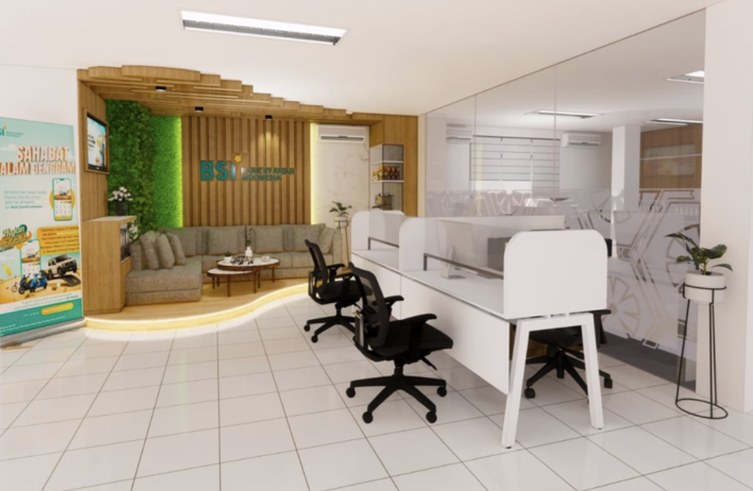 Hasil renovasi interior kantor Bank BSI — Renovasia